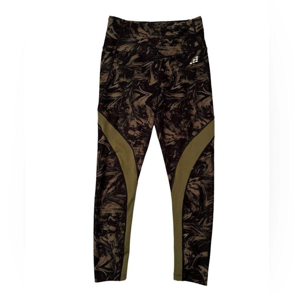 BCG Navy and Olive Green Abstract Print Workout Yoga Leggings Size Small 6 0452